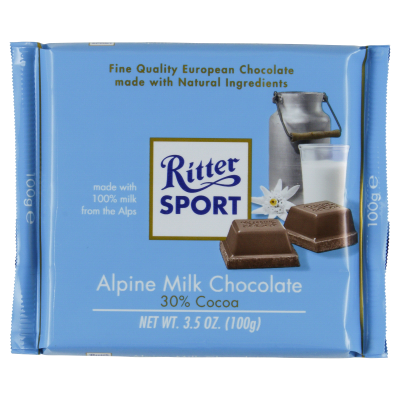 Ritter Sports, Alpine Milk Chocolate, 3.5oz