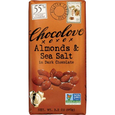Chocolove, Almonds & Sea Salt in Dark Chocolate, 3.1oz