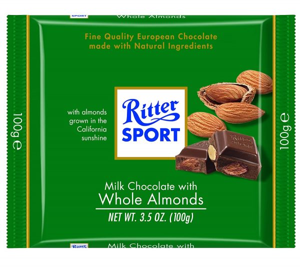 Ritter Sports, Milk Chocolate w/ Whole Almonds, 3.5oz
